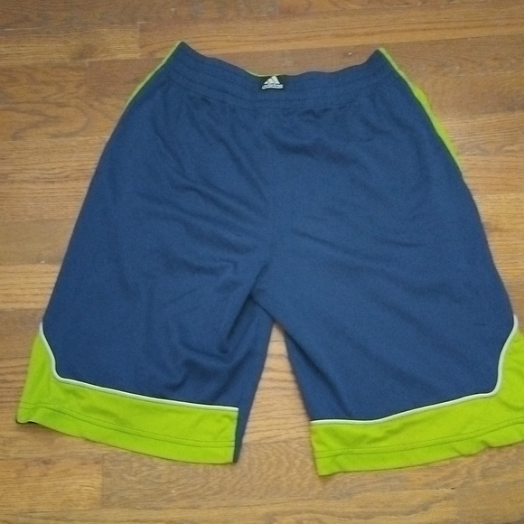 Adidas Basketball Shorts Youth Size 10/13 Blue and Lime Green - Picture 4 of 13
